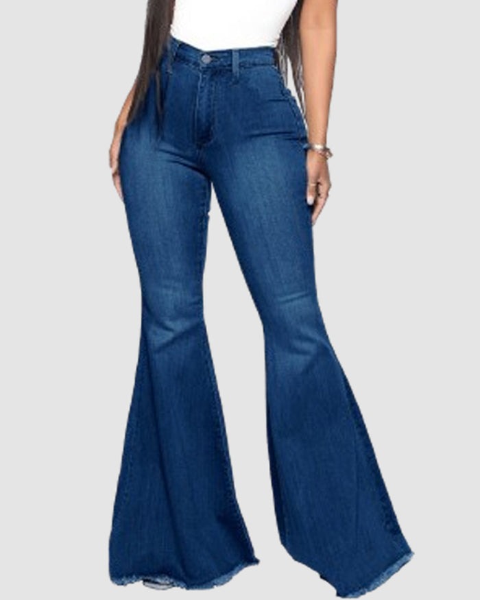 Jeans acampanados multicolor elásticos versátiles con levantacola de cintura alta