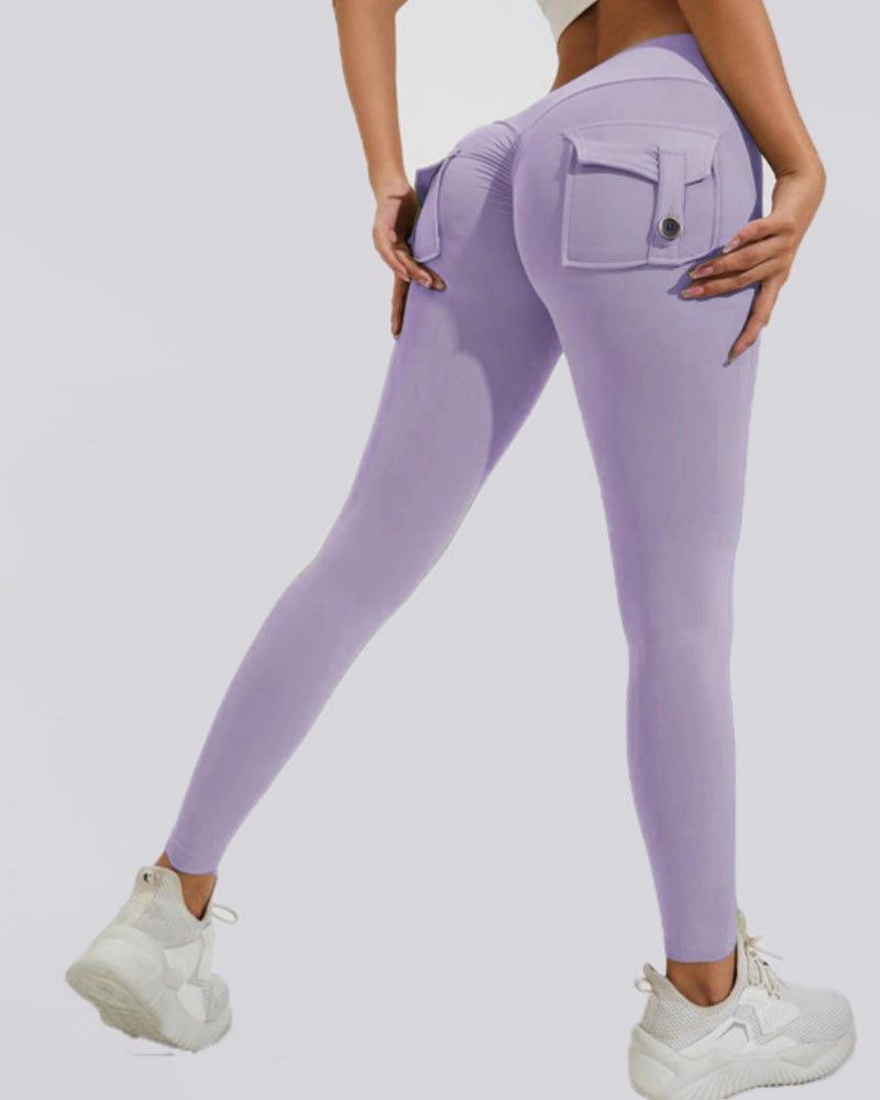 Leggings Deportivos Melocotón con Bolsillos Cargo