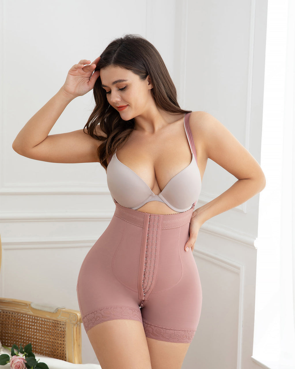 Shapshe® Faja Moldeadora para Mujer Cintura Alta Control de Abdomen Levanta Glúteos RosyBrown