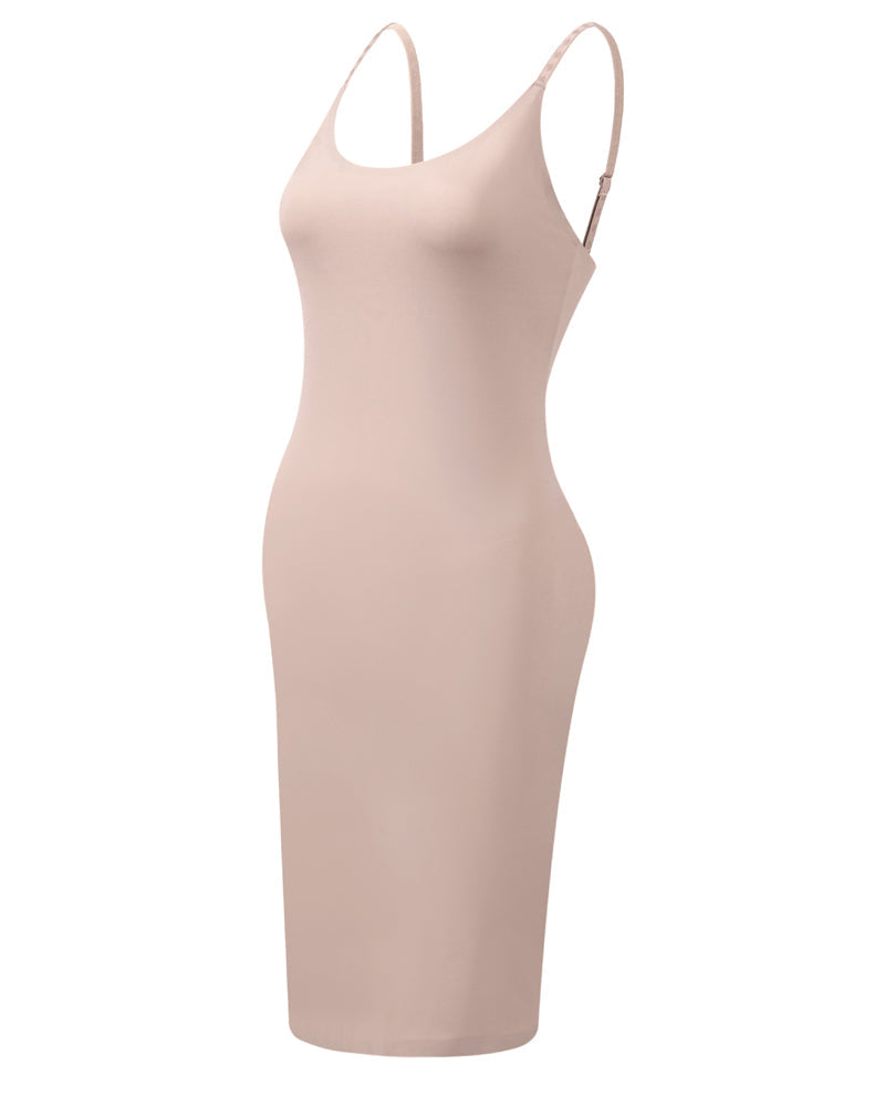 Vestido Largo Sexy Sin Costuras con Tirantes, Ajustado a la Cadera, Control de Abdomen, Moldeador para Usar Bajo la Ropa