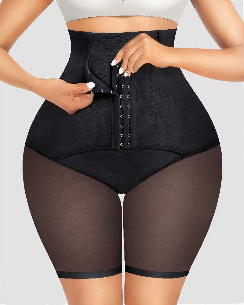 Shorts Faja de Control Abdominal Doble, Cintura Alta, Levanta Glúteos y Moldeador de Muslos