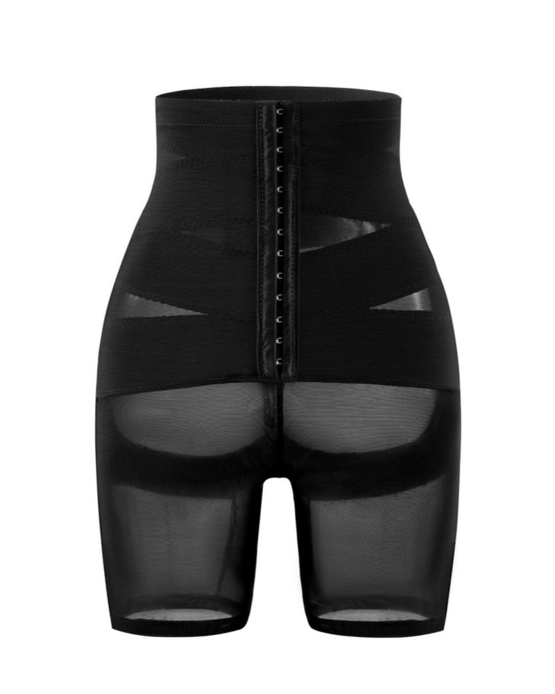 Shorts moldeadores de malla elástica de cintura alta con hebilla ajustable