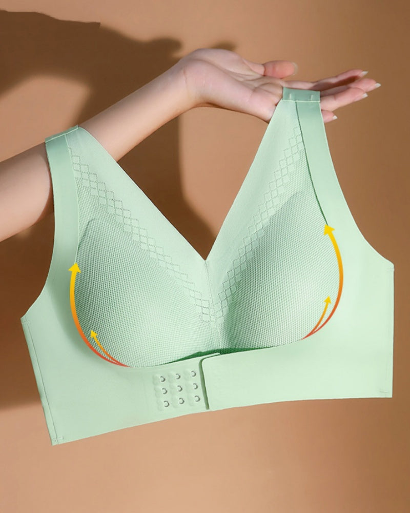 Sujetador deportivo con push up, hebilla frontal, talla grande, anti flacidez