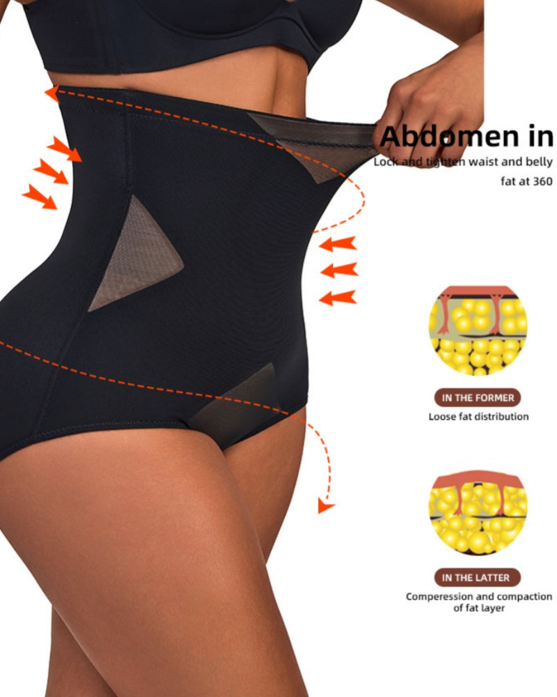 Braguitas de compresión con paneles de malla y control de abdomen de talle alto