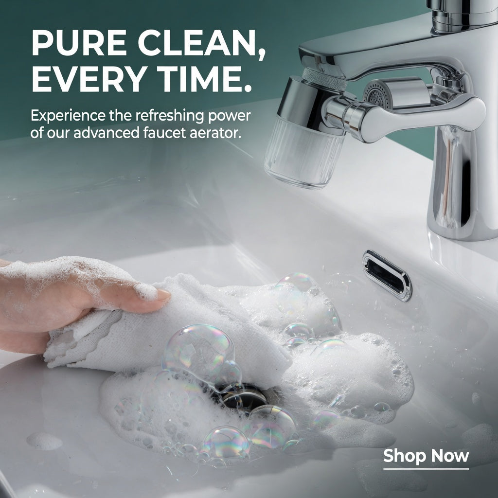 🚰💧 ¡OFERTA RELÁMPAGO 50% OFF! Aireador de Grifo Giratorio 1080° – Agua Más Limpia y Limpieza Fácil