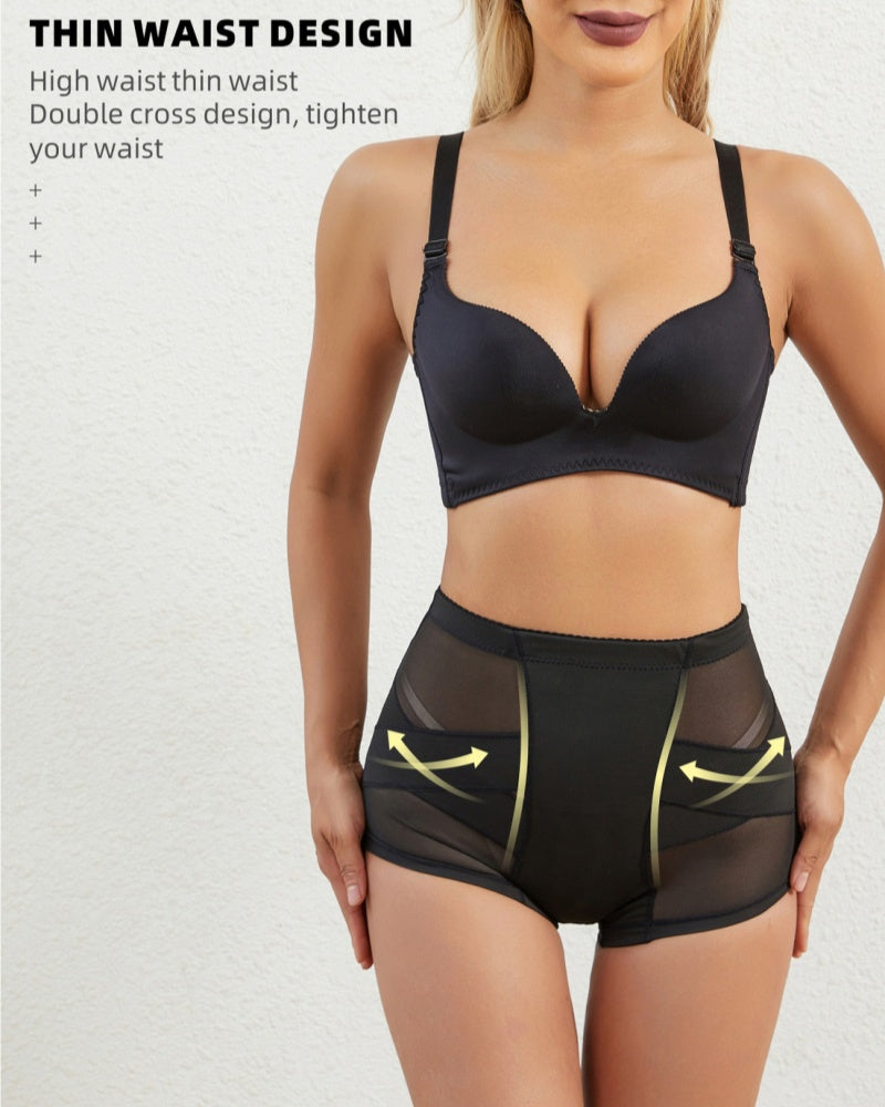Shorts moldeadores de malla con control de abdomen, levantamiento de glúteos y almohadilla de espuma