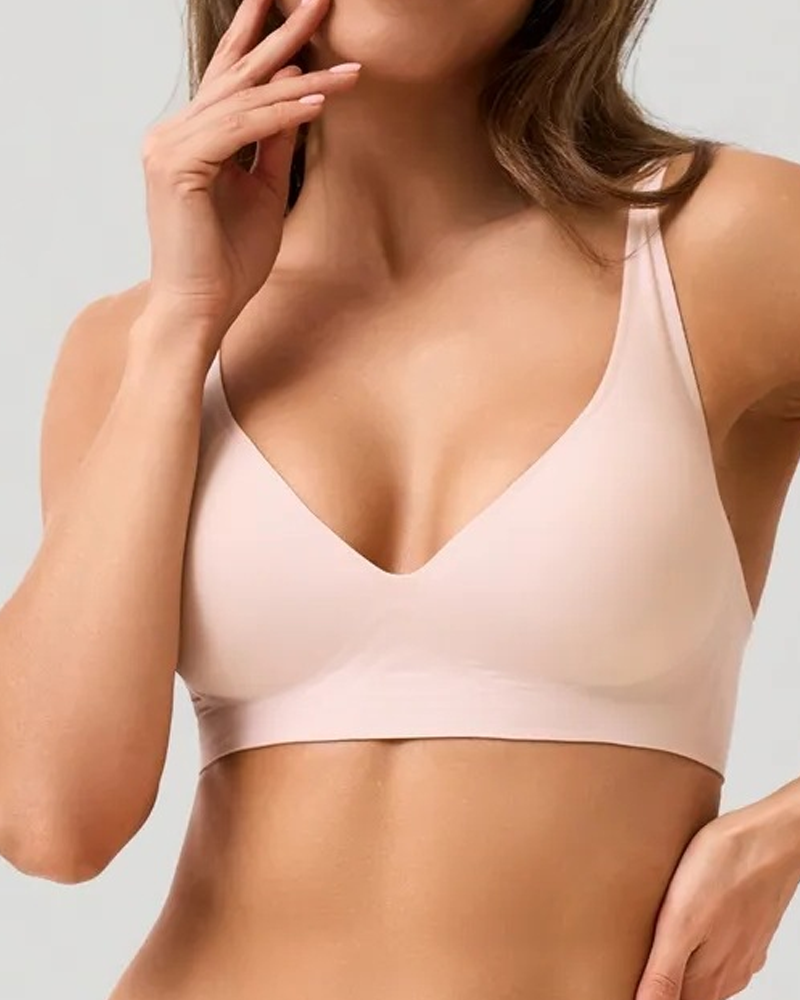 Brasier inalámbrico push up sin costuras con escote en V