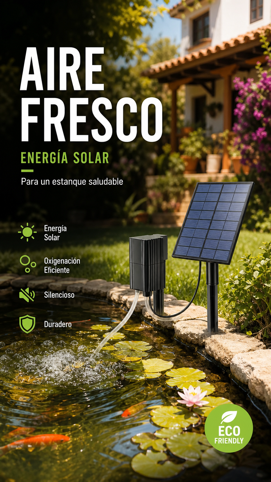 🔥🌞 ¡50% DE DESCUENTO! Aireador Solar para Estanques – Oxígeno Natural 24/7 para tus Peces 🐟💧