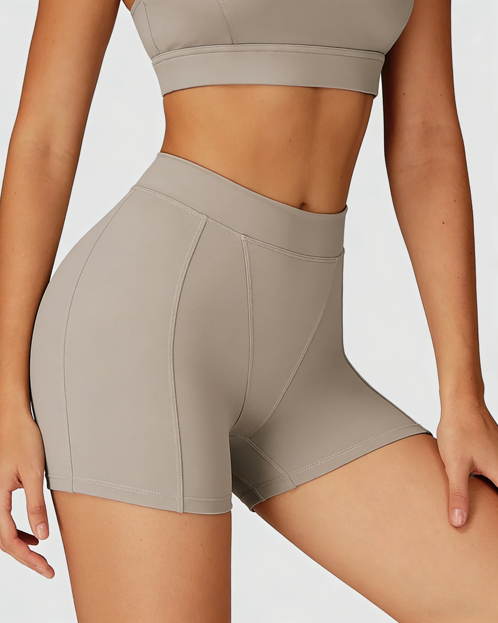 Shorts Cortos Ajustados Deportivos de Cintura Alta Core, Estilo Casual, Envoltura para Abdomen, para Correr, Fitness y Yoga al Aire Libre