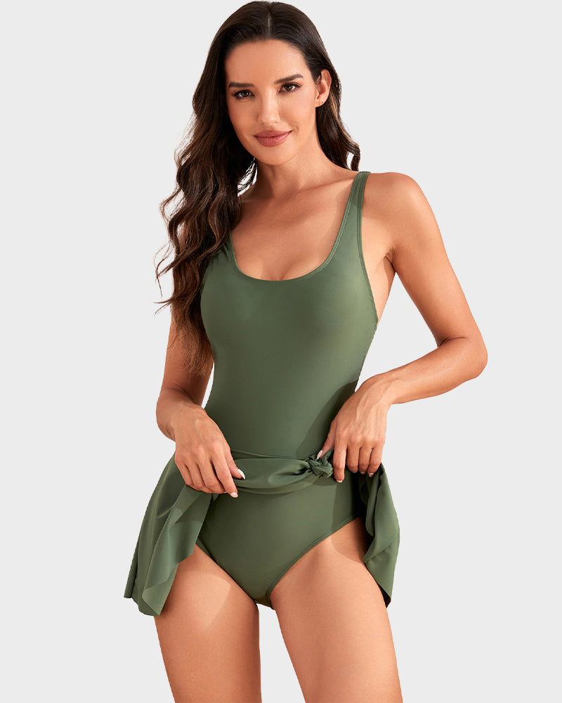 👙🌺 ¡OFERTA 50% OFF! Bañador con Falda Control Abdomen – Confianza y Estilo Total