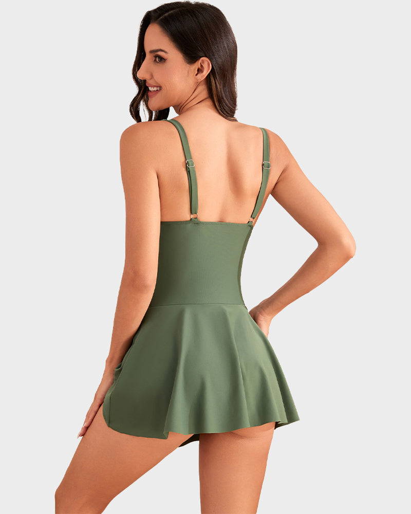 👙🌺 ¡OFERTA 50% OFF! Bañador con Falda Control Abdomen – Confianza y Estilo Total