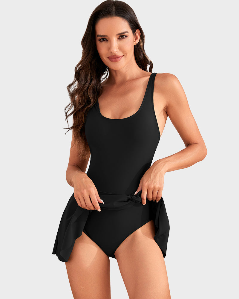 👙🌺 ¡OFERTA 50% OFF! Bañador con Falda Control Abdomen – Confianza y Estilo Total