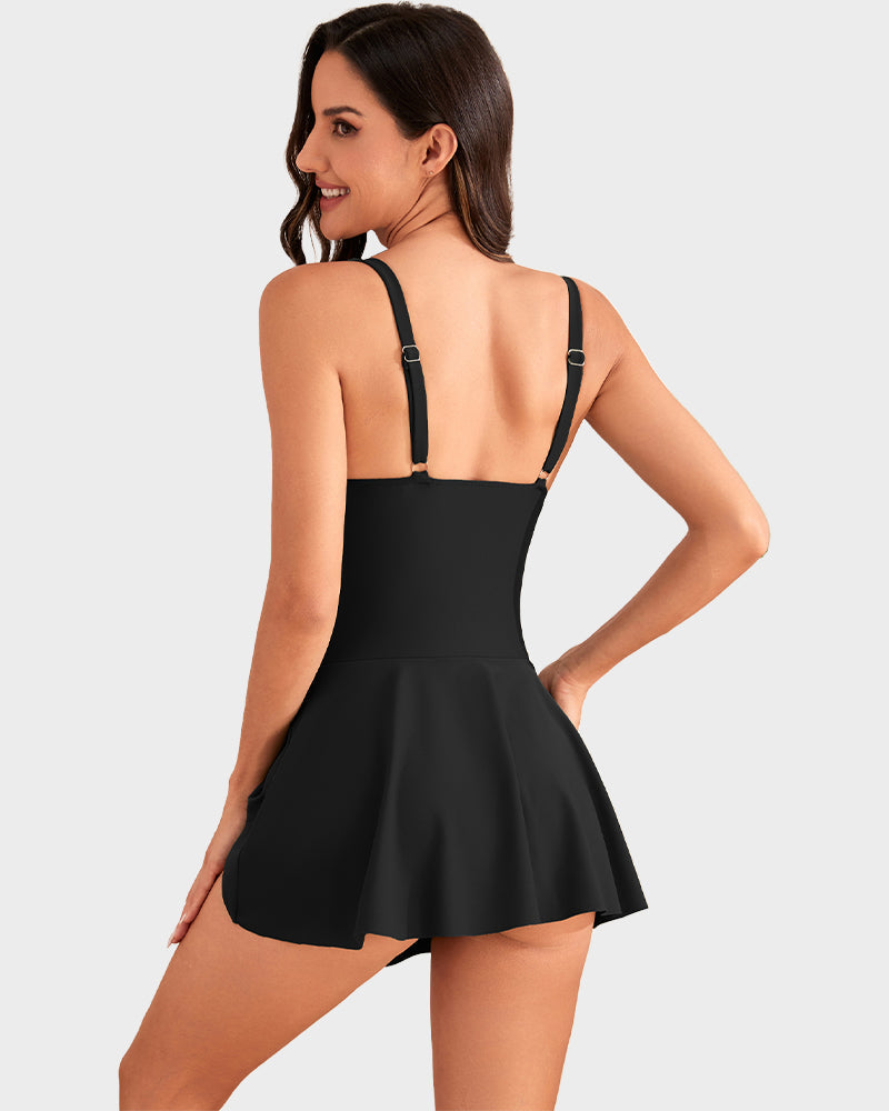 👙🌺 ¡OFERTA 50% OFF! Bañador con Falda Control Abdomen – Confianza y Estilo Total