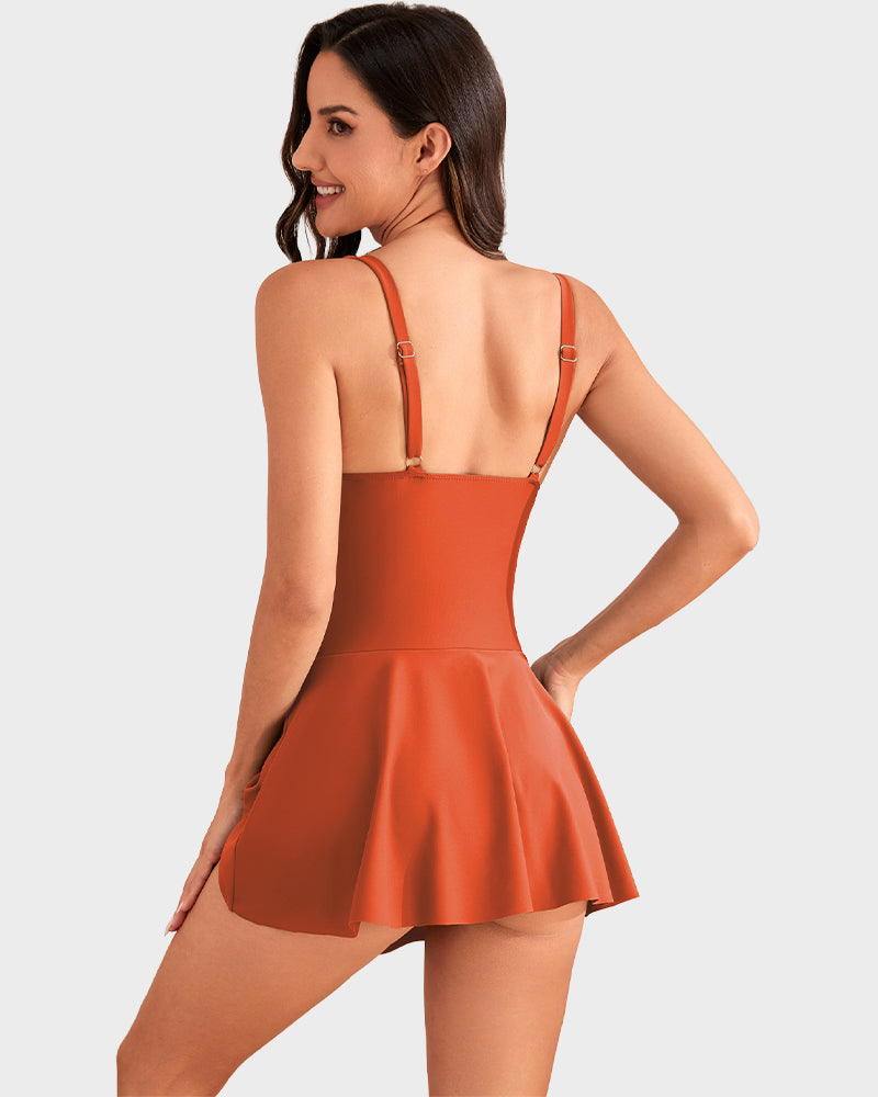 👙🌺 ¡OFERTA 50% OFF! Bañador con Falda Control Abdomen – Confianza y Estilo Total