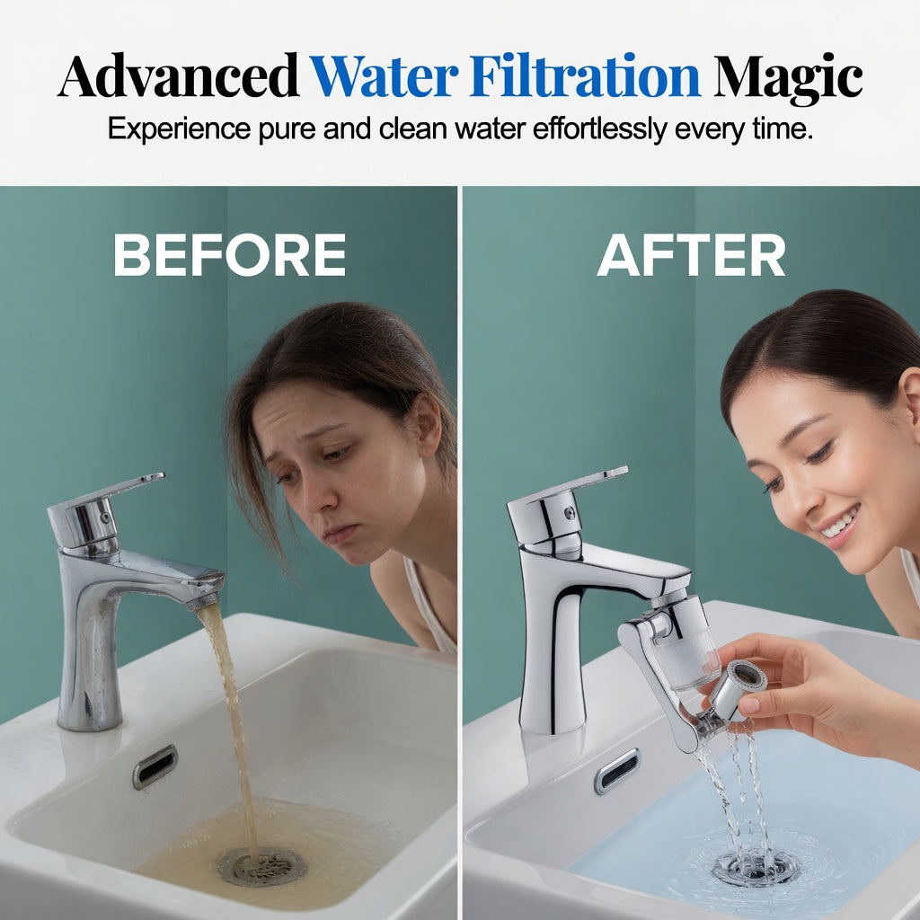 🚰💧 ¡OFERTA RELÁMPAGO 50% OFF! Aireador de Grifo Giratorio 1080° – Agua Más Limpia y Limpieza Fácil