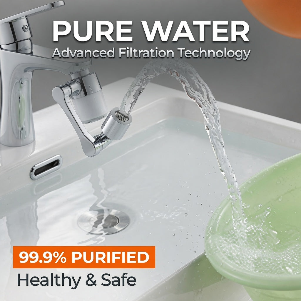 🚰💧 ¡OFERTA RELÁMPAGO 50% OFF! Aireador de Grifo Giratorio 1080° – Agua Más Limpia y Limpieza Fácil