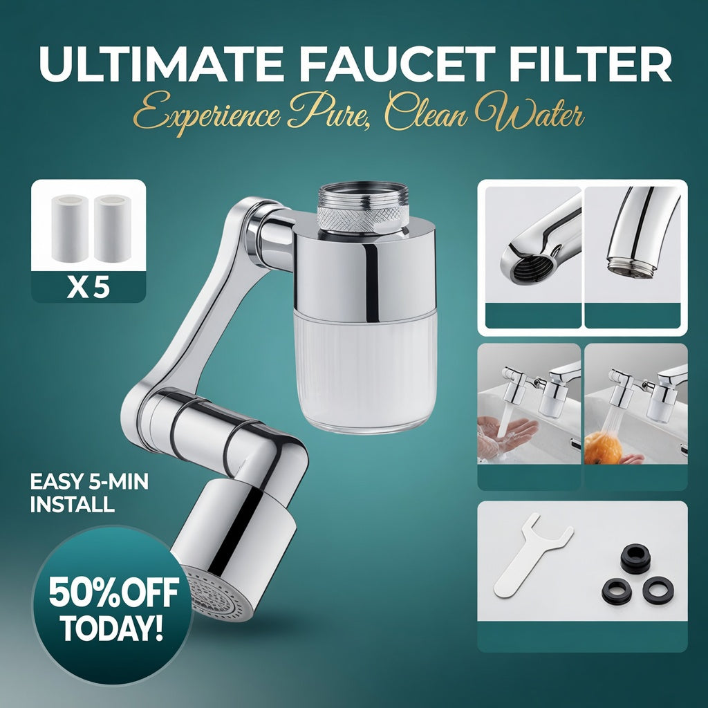 🚰💧 ¡OFERTA RELÁMPAGO 50% OFF! Aireador de Grifo Giratorio 1080° – Agua Más Limpia y Limpieza Fácil
