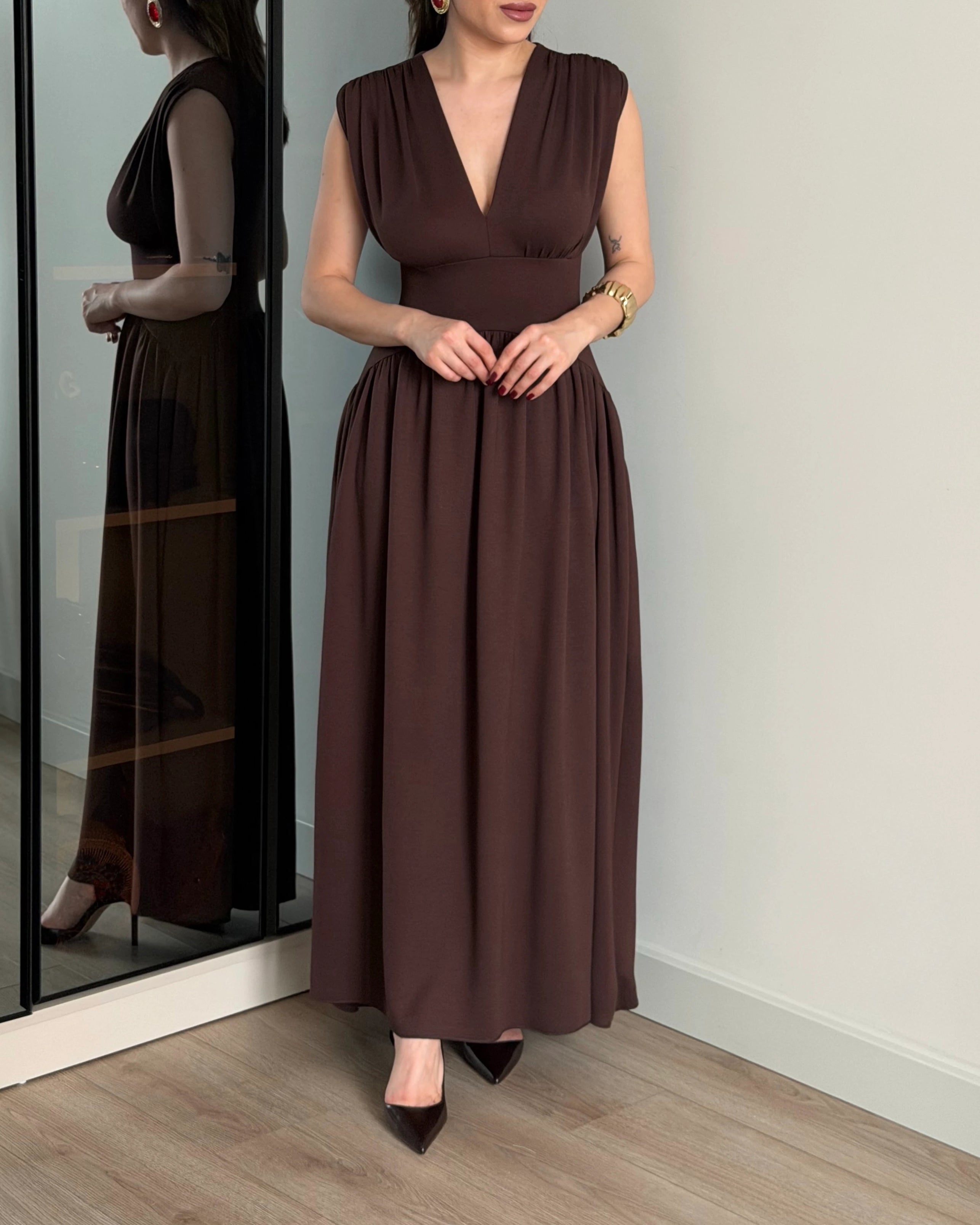 Vestido Largo Elegante y Slim que Adelgaza sin Mangas