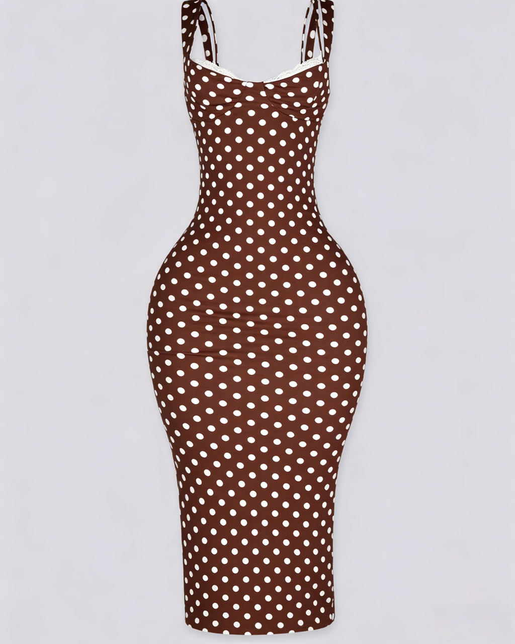 Vestido Maxi Clásico de Lunares para Mujer, Ajustado, Elástico y Sexy