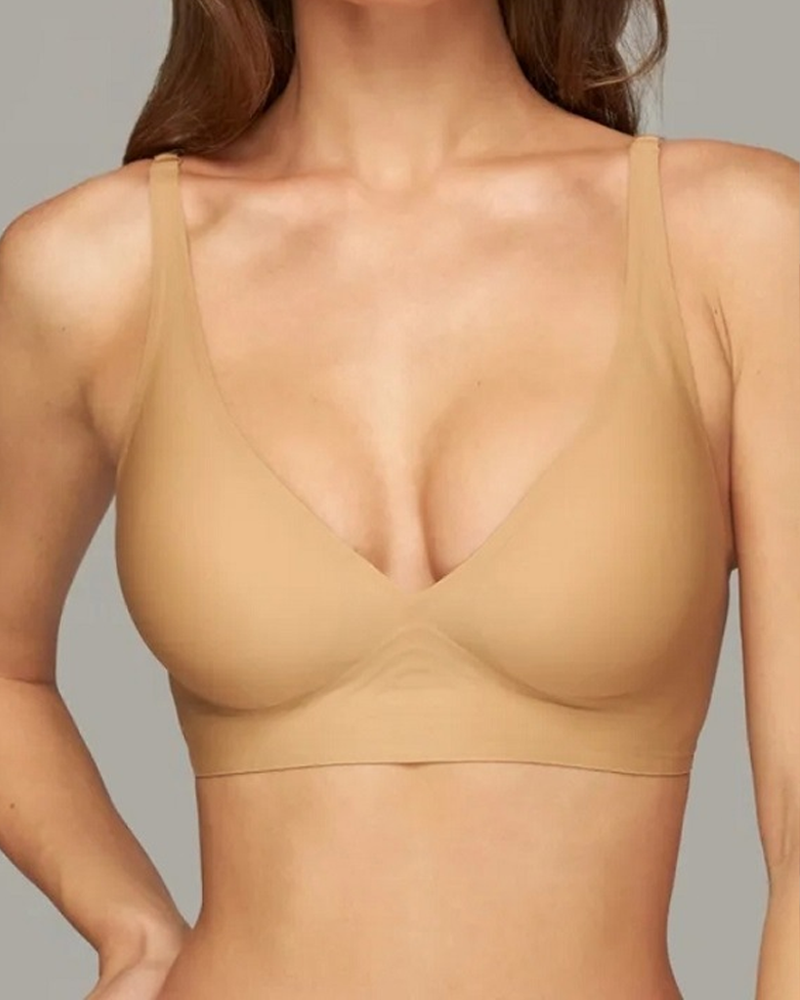 Brasier inalámbrico push up sin costuras con escote en V