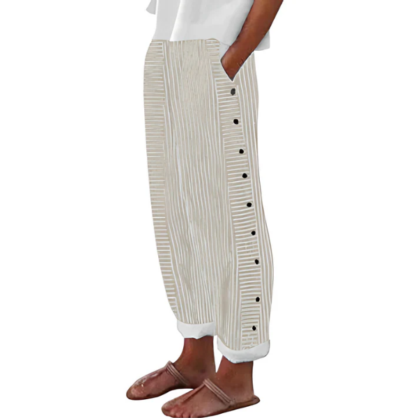 ⏰ ¡Oferta Limitada 50% OFF! 👖 Pantalones Cómodos de Rayas Azules con Bolsillos – Transpirables, Con Estilo y Perfectos para Verano 🌿✨