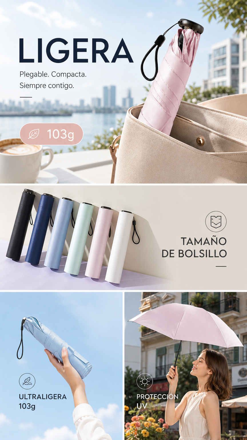 ☀️☔ ¡OFERTA 50% OFF! Paraguas Ultraligero UPF50+ – Protección Total
