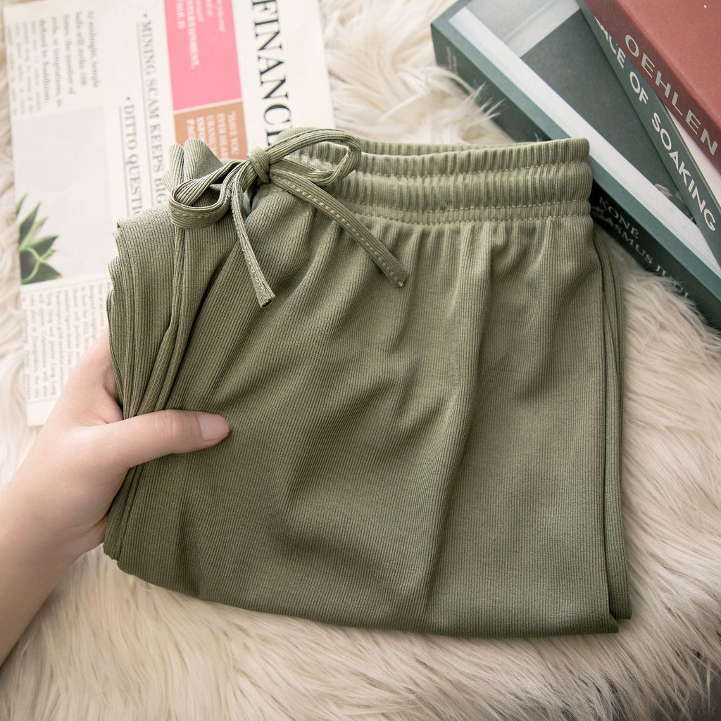 Pantalones de pierna ancha de seda de hielo para damas