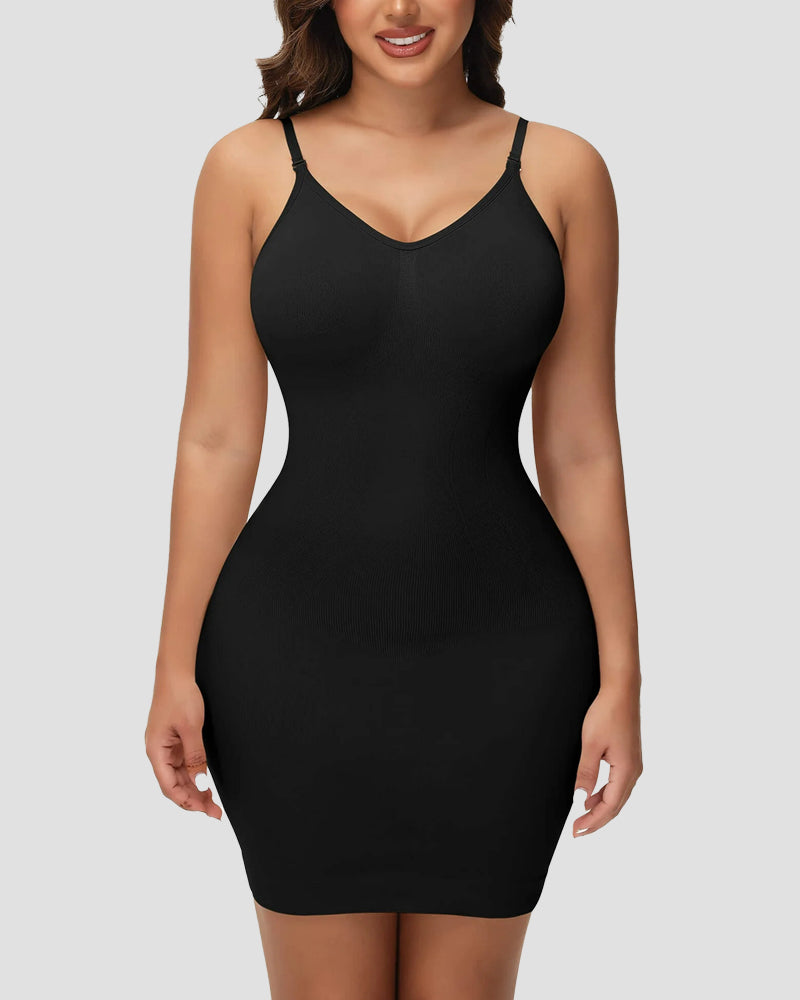 Vestido Mini Moldeador con Tirantes y Control Abdominal Sin Costuras