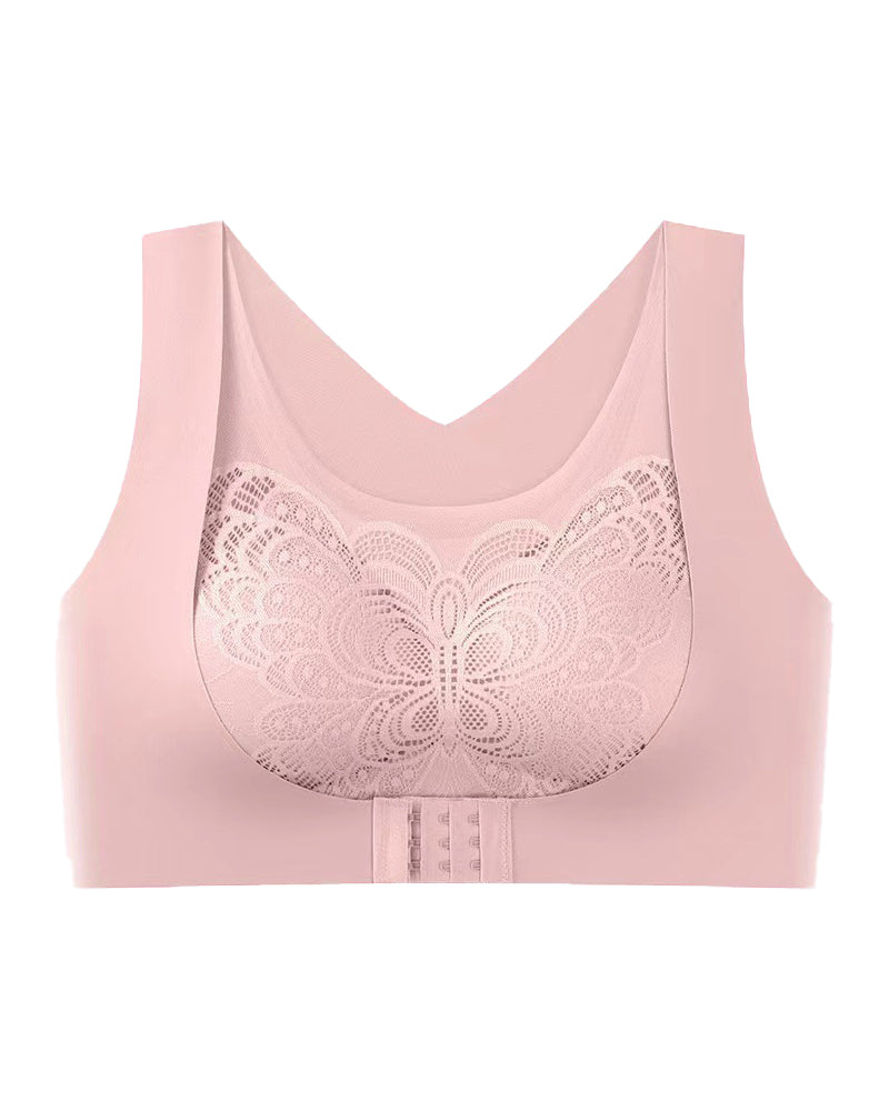 Sostén inalámbrico con copa push-up, broche frontal sin costuras, corrige la joroba
