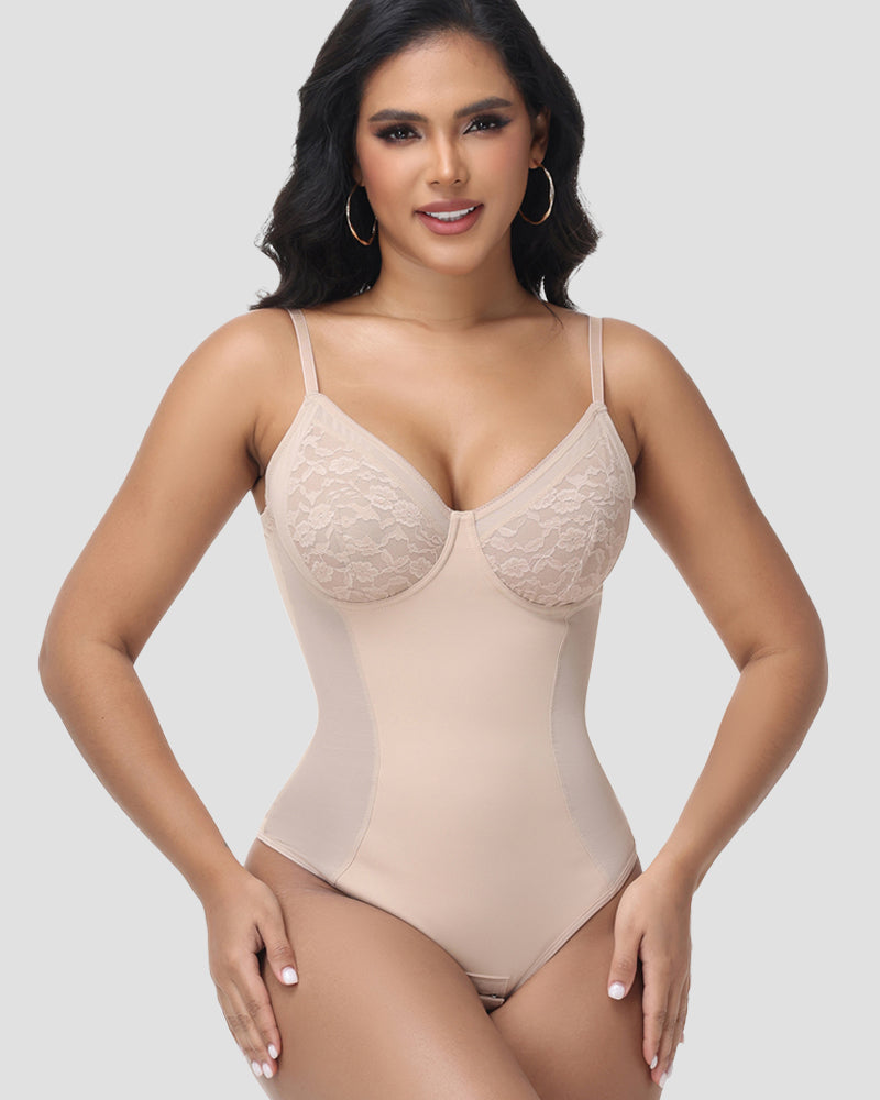 Shapshe® Body Modelador Tipo Tanga con Copa de Encaje y Control de Abdomen