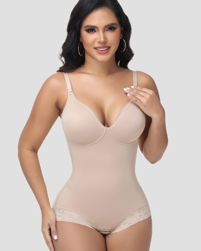 Shapshe® Body Moldeador con Sostén Incorporado y Encaje, Faja Reductora Abdominal