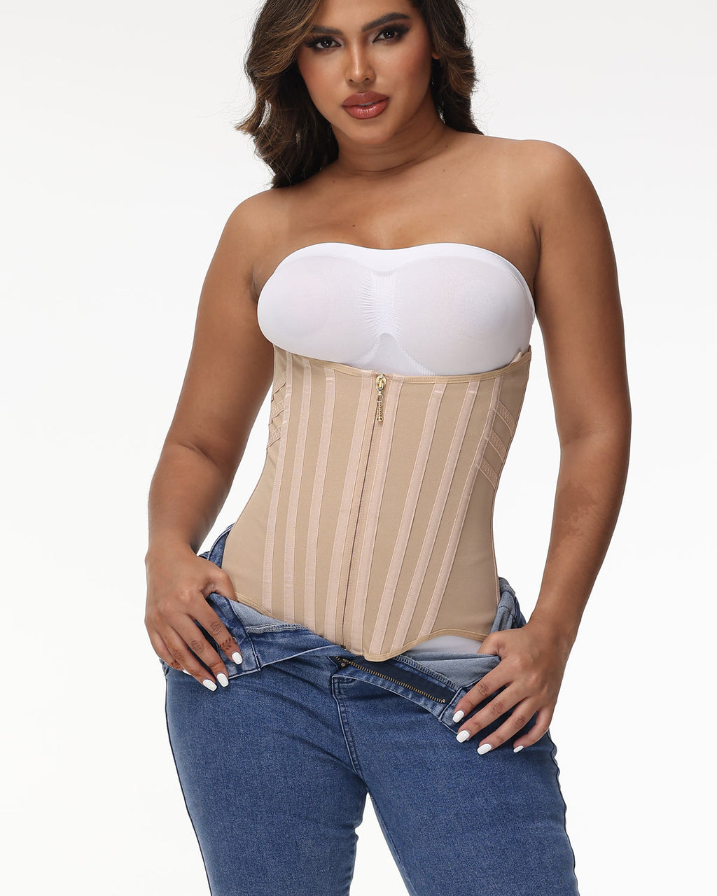 Shapshe® Fajas Colombianas Cinturilla con Cremallera Frontal y 3 Filas de Ganchos (Preventa)