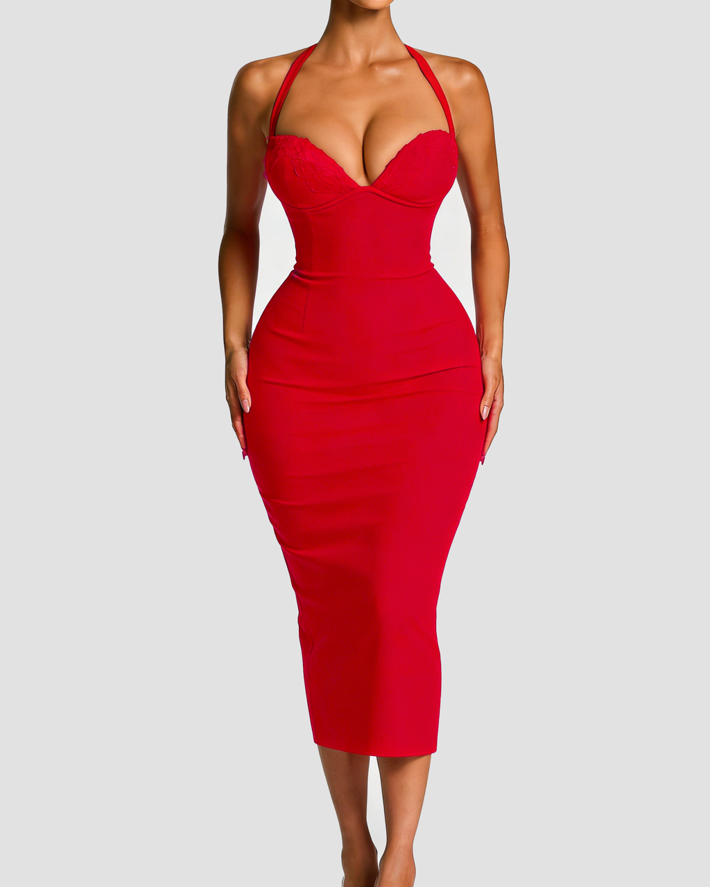 Vestido Ajustado Curvo Sexy Sin Espalda con Lazos