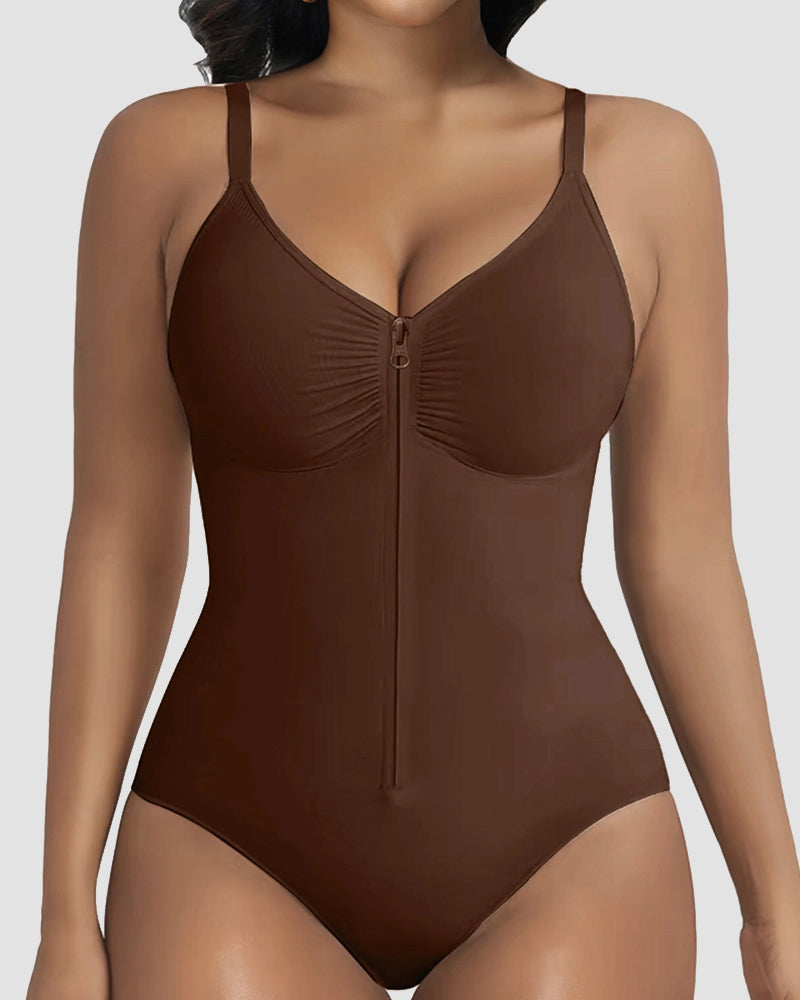 Body moldeador con control abdominal y cremallera frontal, en forma de triángulo