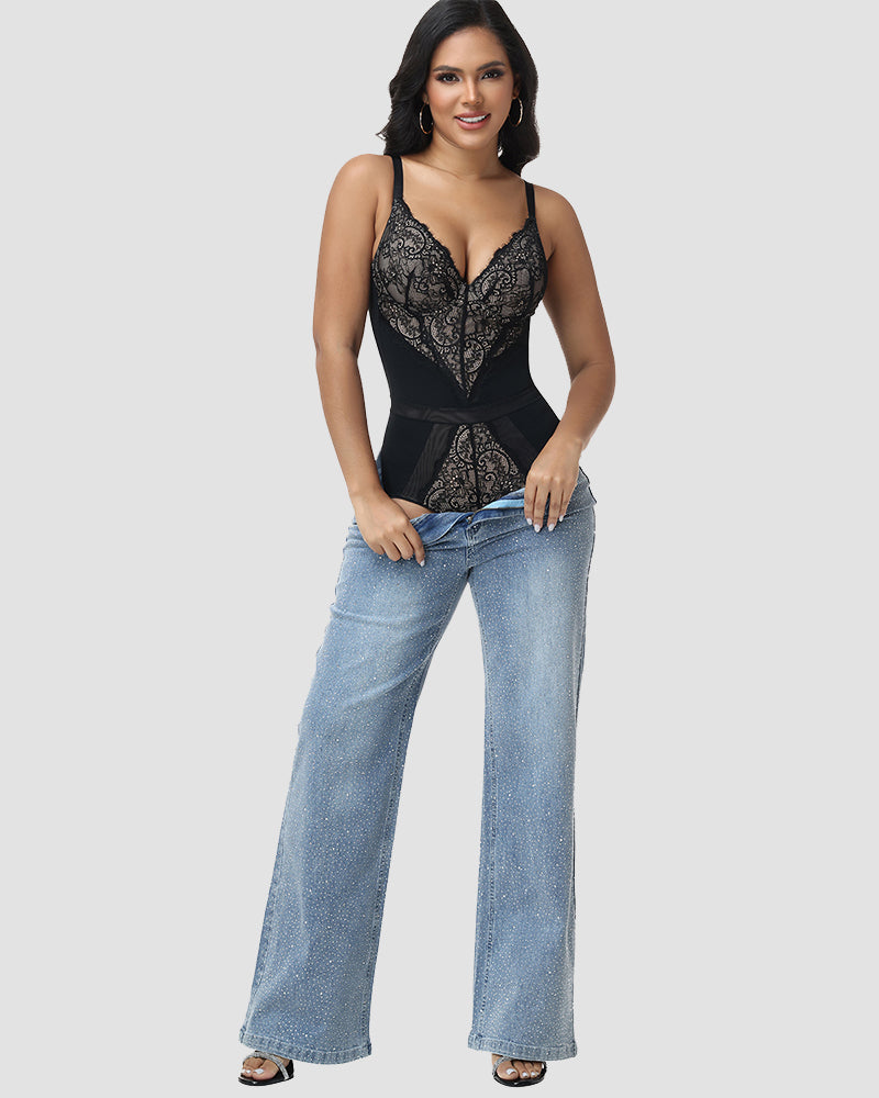 Shapshe® Body Moldeador con Escote en V Profundo y Encaje Elegante
