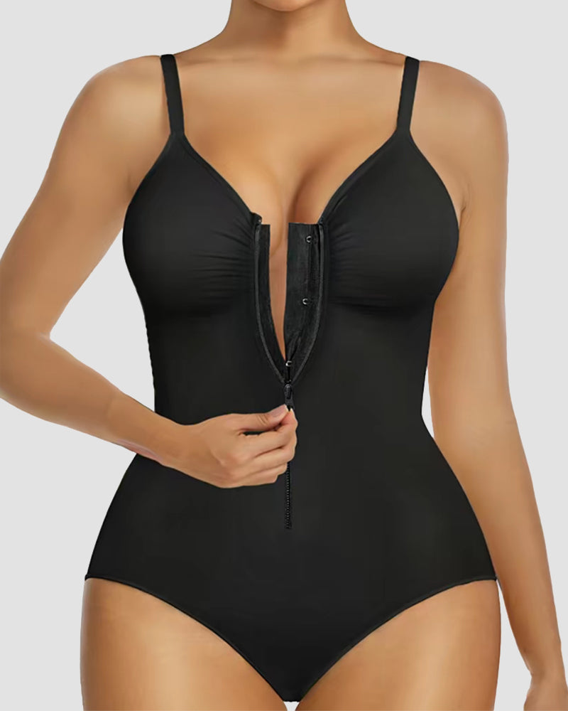 Body moldeador con control abdominal y cremallera frontal, en forma de triángulo