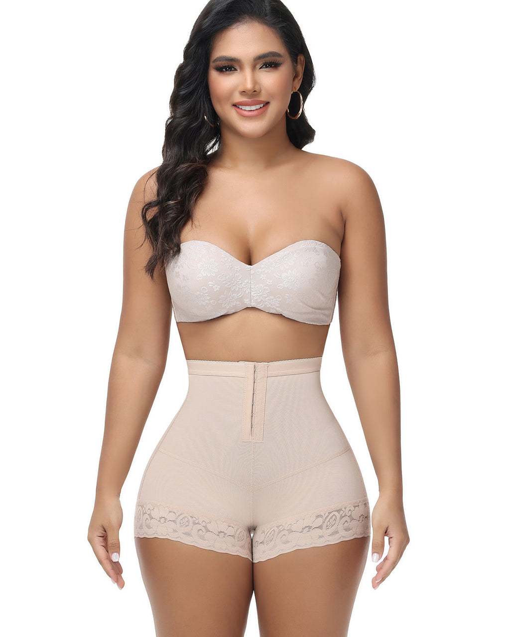 Shorts Shapshe® de Cintura Alta con Levantamiento de Cadera y Cierre Frontal de Gancho