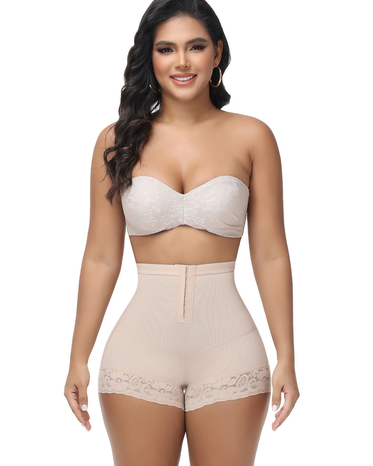 Shorts Shapshe® de Cintura Alta con Levantamiento de Cadera y Cierre Frontal de Gancho