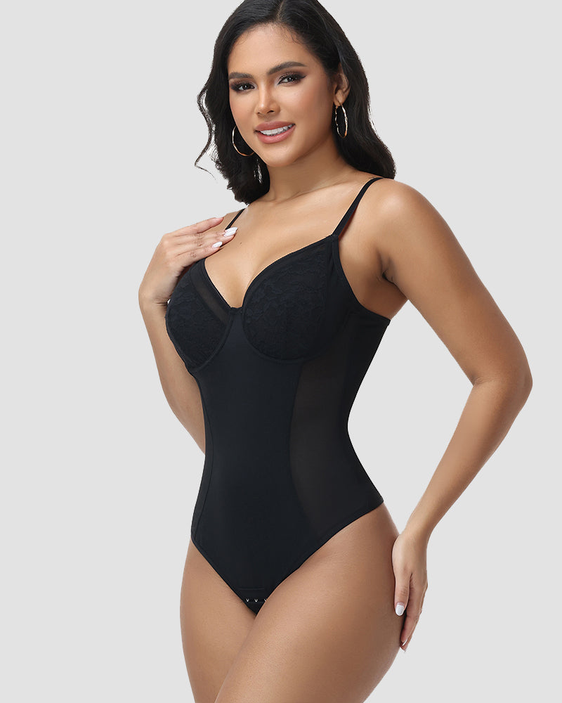 Shapshe® Body Modelador Tipo Tanga con Copa de Encaje y Control de Abdomen