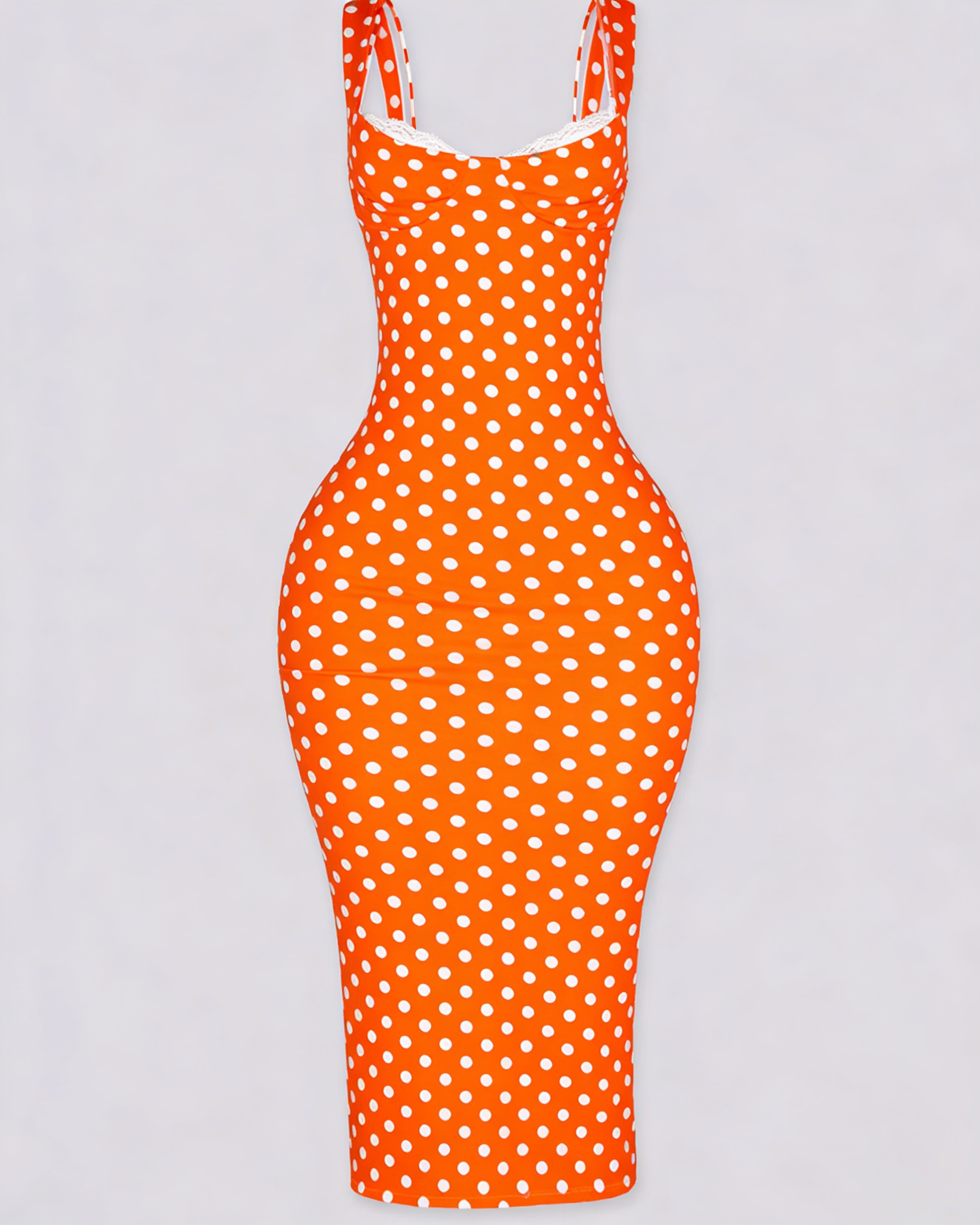 Vestido Maxi Clásico de Lunares para Mujer, Ajustado, Elástico y Sexy