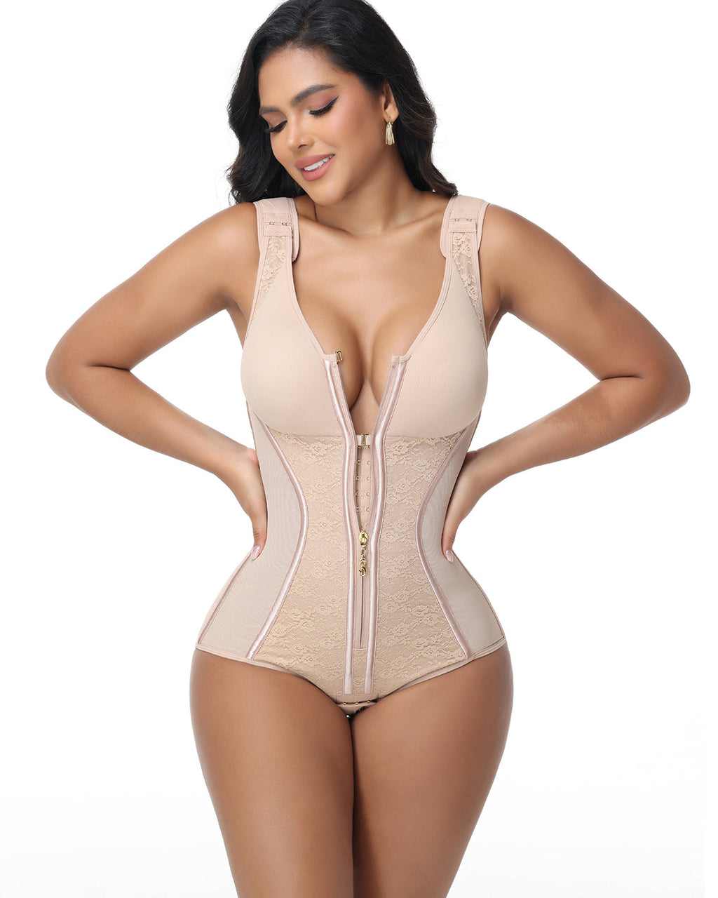 Shapshe® Fajas Colombianas Moldeador Corporal con Encaje y Patchwork