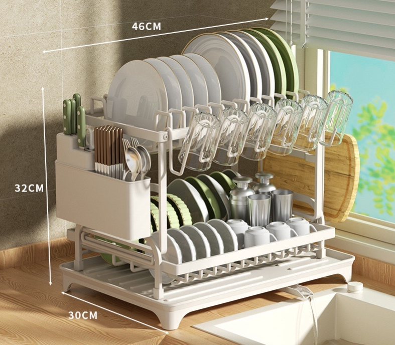 🍽️ Escurridor de Platos de 2 Niveles – Organizador de Cocina con Rejilla de Drenaje, Práctico y Funcional ✨🏠