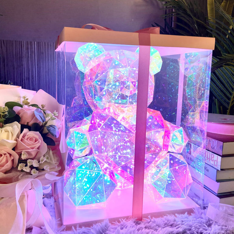 💕 Oso Luminoso con 16 Colores – Magia Eterna para tu Hogar ✨🎁 Caja PVC + 2 Corazones ¡El Regalo Perfecto para Parejas! 💘