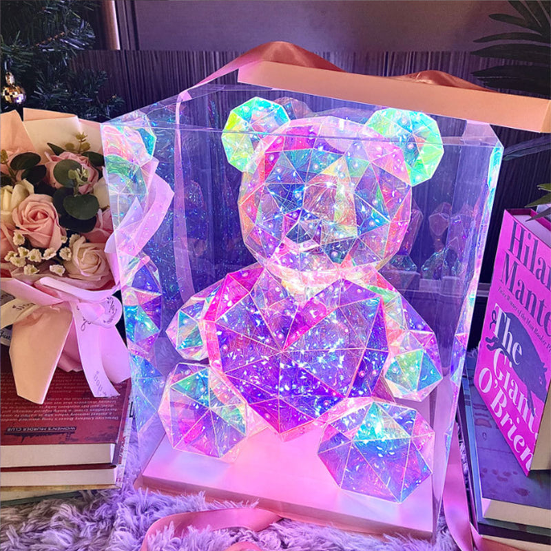 💕 Oso Luminoso con 16 Colores – Magia Eterna para tu Hogar ✨🎁 Caja PVC + 2 Corazones ¡El Regalo Perfecto para Parejas! 💘