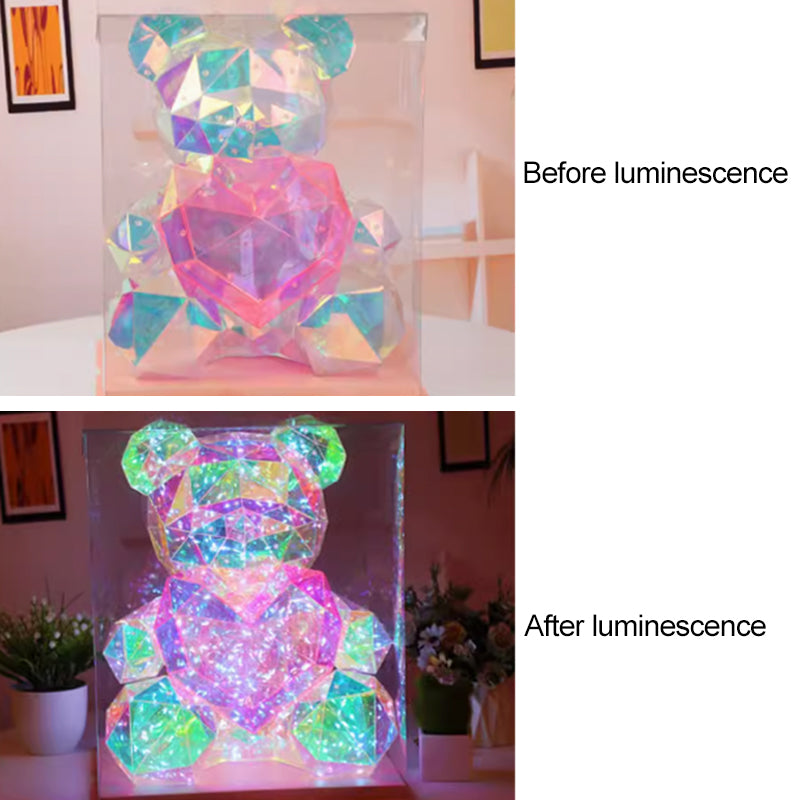 💕 Oso Luminoso con 16 Colores – Magia Eterna para tu Hogar ✨🎁 Caja PVC + 2 Corazones ¡El Regalo Perfecto para Parejas! 💘