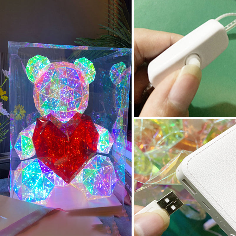 💕 Oso Luminoso con 16 Colores – Magia Eterna para tu Hogar ✨🎁 Caja PVC + 2 Corazones ¡El Regalo Perfecto para Parejas! 💘