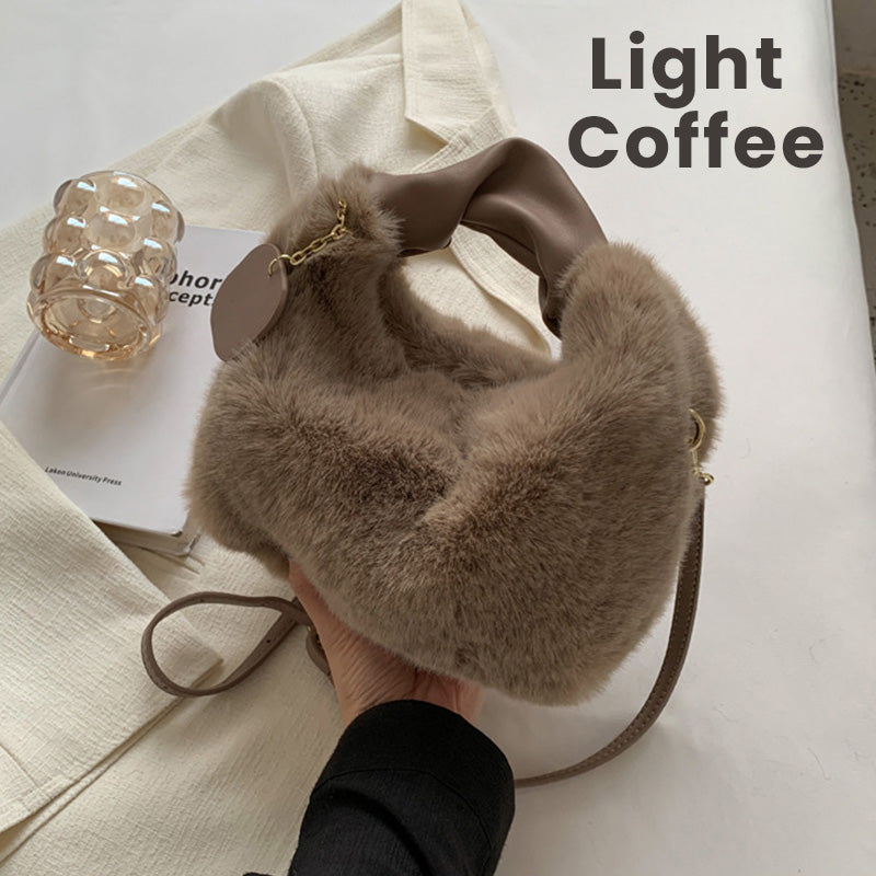 👜 Bolsa de Faux Fur 2026 – Asa Plegable de Piel, Versátil (Bandolera/Armpit/Hombro), Suave de Visón y Cierre de Cremallera ✨💖