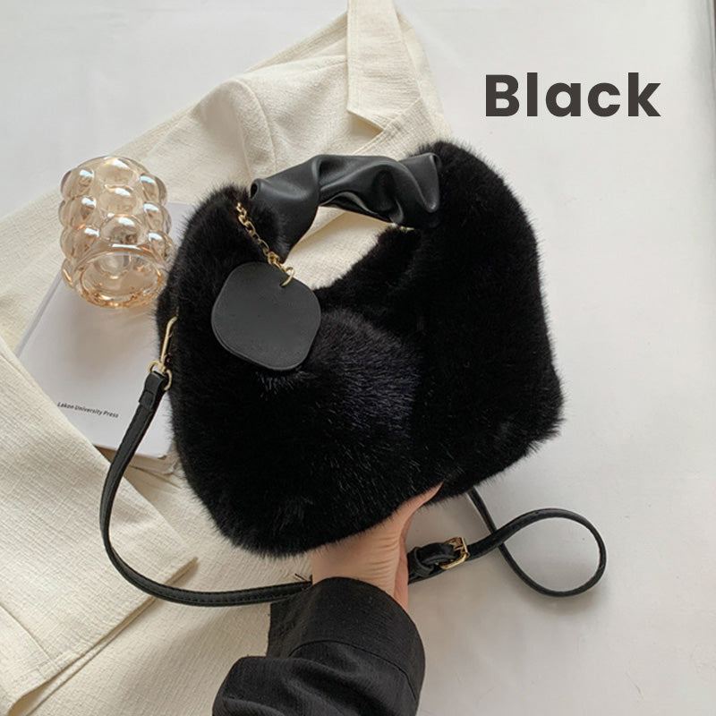 👜 Bolsa de Faux Fur 2026 – Asa Plegable de Piel, Versátil (Bandolera/Armpit/Hombro), Suave de Visón y Cierre de Cremallera ✨💖