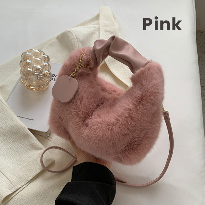 👜 Bolsa de Faux Fur 2026 – Asa Plegable de Piel, Versátil (Bandolera/Armpit/Hombro), Suave de Visón y Cierre de Cremallera ✨💖