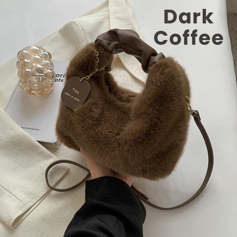 👜 Bolsa de Faux Fur 2026 – Asa Plegable de Piel, Versátil (Bandolera/Armpit/Hombro), Suave de Visón y Cierre de Cremallera ✨💖